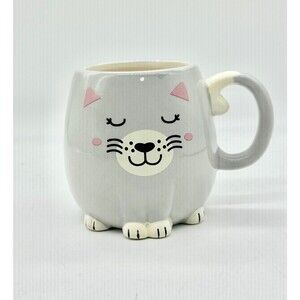Grey Ceramic Cat Coffee Mug Cup